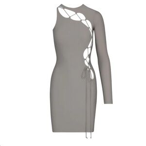 SKIMS Asymmetrical Gray Cutout Dress